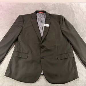 Statement Blazer Men 50 R Olive Green Platinum Wool Suit Jacket Two Button Vent